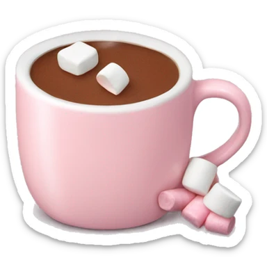 Light pink mug of hot chocolate with marshmallows  sticker