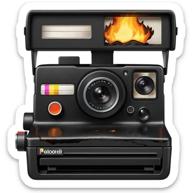 Polaroid camera printing a burnt photo. sticker