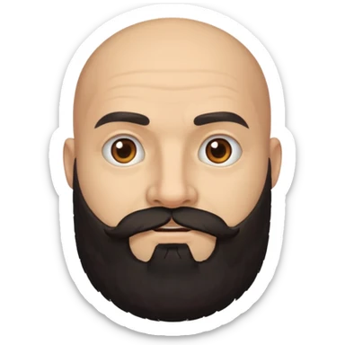 A bald man with a full thick bushy black beard sticker