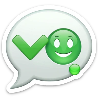 white speech bubble emoji containing green check mark sticker
