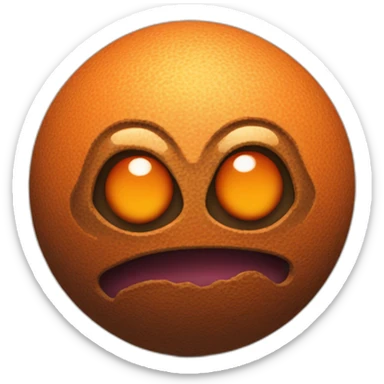 3d sphere with a cartoon orange dirt Spider skin texture with courageous eyes sticker