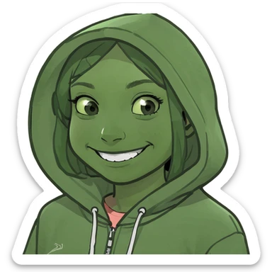 smiling girl in hoodie selfie sticker
