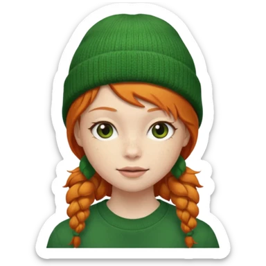  ginger girl with a green beanie sticker