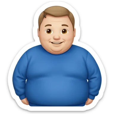 fat man wearing blue sweatshirt sticker