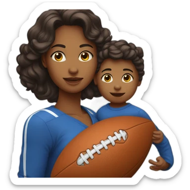 une femme qui joue au football avec un bébé sticker
