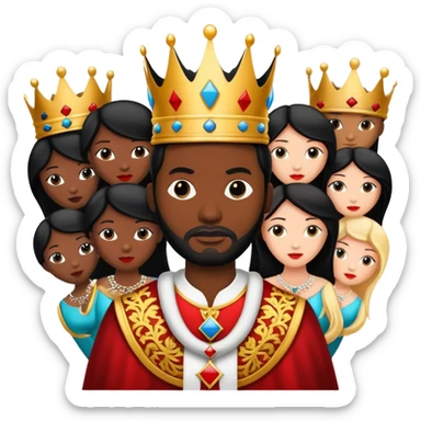 Black king with many wives of different nations sticker