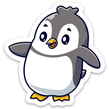 happy penguin waving sticker