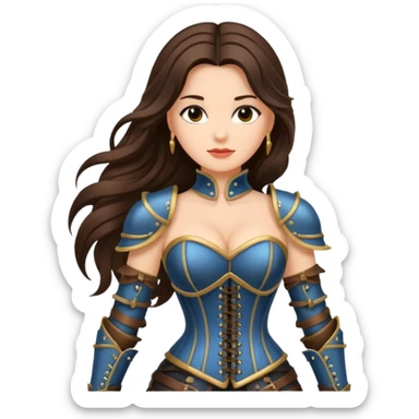 long hair brunette woman with corset armour sticker