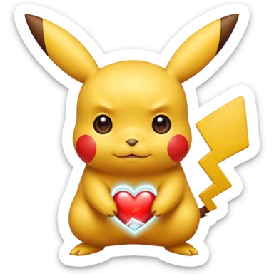 Un Pikachu rouge qui et triste avec des éclairs  sticker