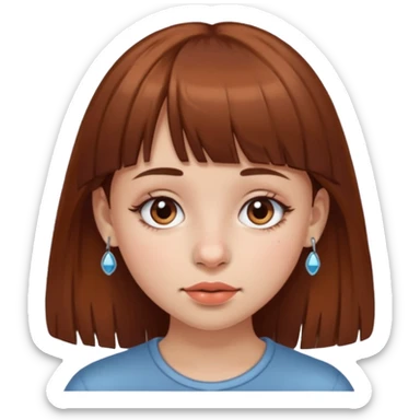 i want an emoji of a girl, with brown bangs for hair and a piercing on her nose sticker