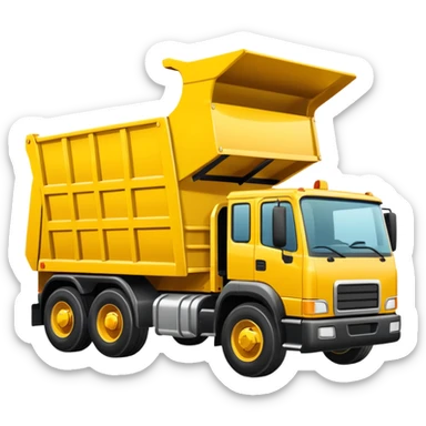 Draw a yellow dump truck with an open bed sticker