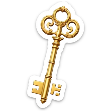 ornate golden key with the letters LT in the handle sticker