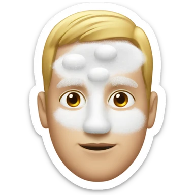 Man with white  doughnut powder on nose sticker