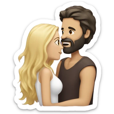 Dark hair man with beard kissing a blond hair woman sticker