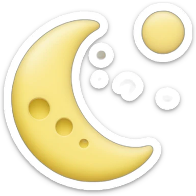 Pastel yellow crescent-moon with craters sticker