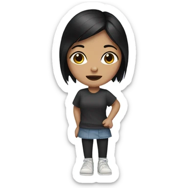 Girl with black hair and broken foot sticker