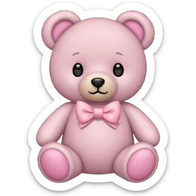 teddy bear with pastel pink bow sticker