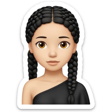Girl with black braid  on one shoulder that is plain at the head sticker
