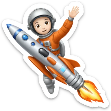 astronaut straddling a rocket taking off into space sticker