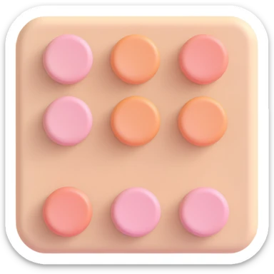 3D emoji of a light beige blister pack with several soft light pastel pink round pills, inspired by the reference image, 3D Apple emoji style sticker