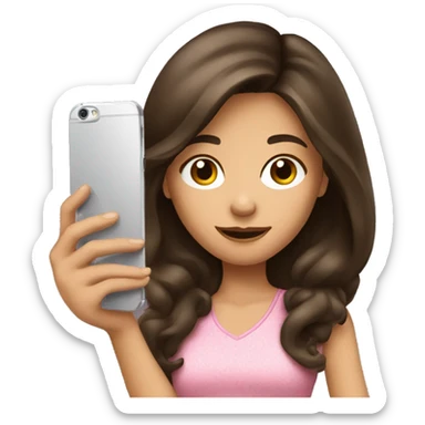 Brunette Girl taking selfie with her phone sticker