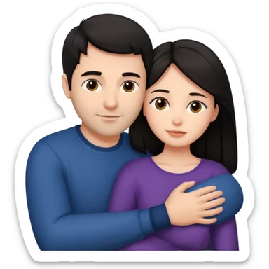 dark haired man hugging dark haired woman sticker