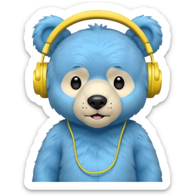 blue bear with yellow headphones sticker