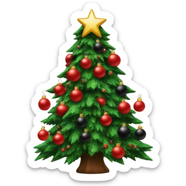 Christmas tree with red and black ornaments  sticker