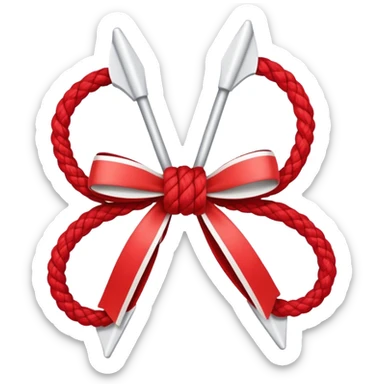 bow made of rope in red and white sticker
