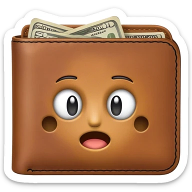 Design an emoji of an open wallet with dust coming out instead of money. The wallet looks abandoned and empty, representing financial struggles sticker