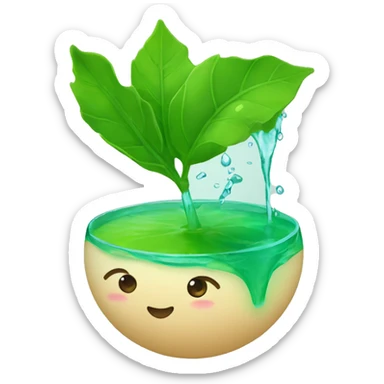 rode emmer met groen water en een rietje sticker