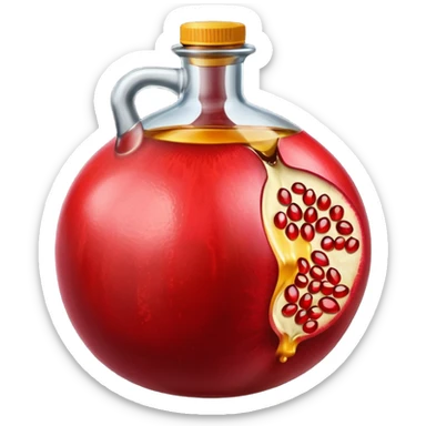 A Pomegranate along side with a 20 liter open top 
container full of used or burnt cooking oil sticker