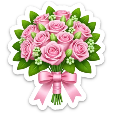 light green and pink wedding bouquet sticker