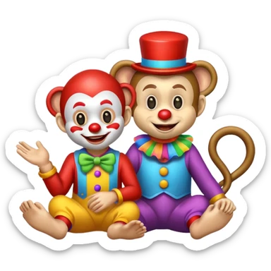 Una payasa y un mono juntos  sticker