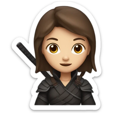 A girl with brown hair and a ninja outfit sticker