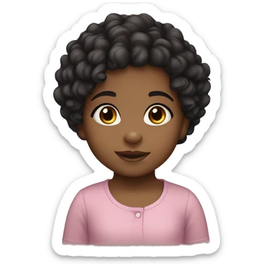 toddler girl black curly hair olive skin tone sticker
