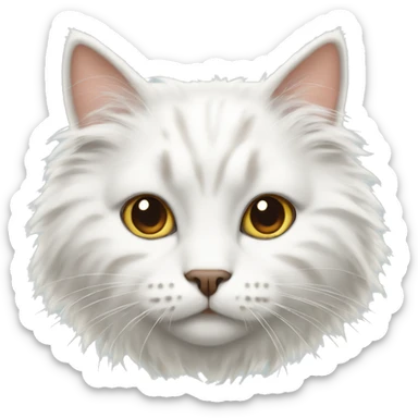 fluffy white cat with brown spots  sticker