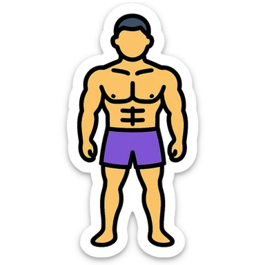 athletic muscular male body type, standing sticker