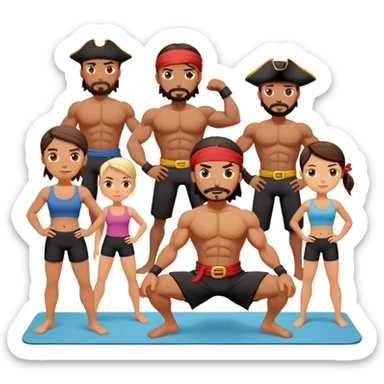 Pirates making pilates excersises sticker