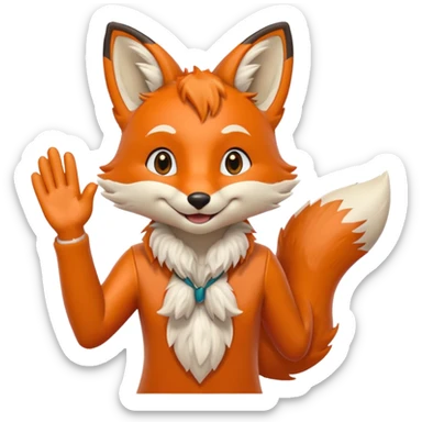 Anthro Fox waving sticker