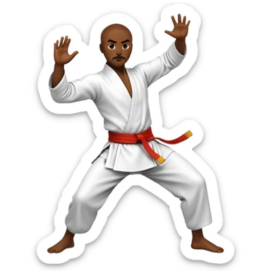 Cinematic Realistic Kung Fu Action Emoji, depicted as an epic martial arts scene with a master executing a precise move in traditional attire, rendered with fluid motion and vibrant textures under dramatic high-contrast lighting. sticker