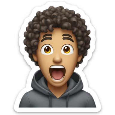 Mixed-Curly-hair-man-screaming sticker