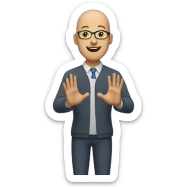 bald teacher claping hands sticker