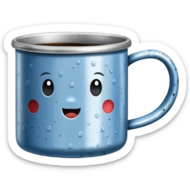 speckled blue tin coffee mug sticker