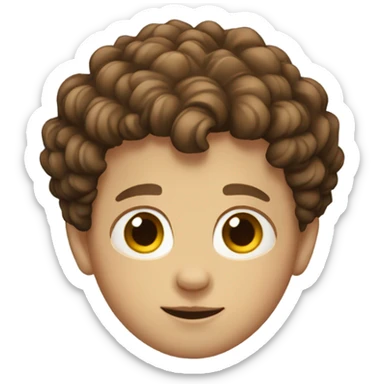 white boy with short brown curly hair  sticker