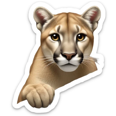 Mountain lion on a ledge looking forwards sticker