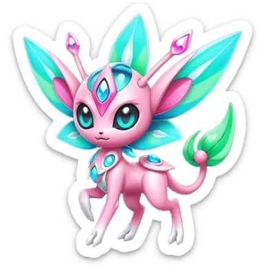 Futuristic Meloetta-Celebi-Fionbri-Protogen-Pokémon-Digimon-Fakémon-fusion-hybrid-creature sticker