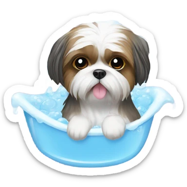 shih tzu in bubble bath sticker
