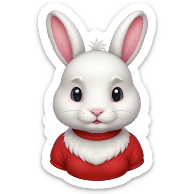 white large bunny, pet lover, red shirt, pony tail. sticker