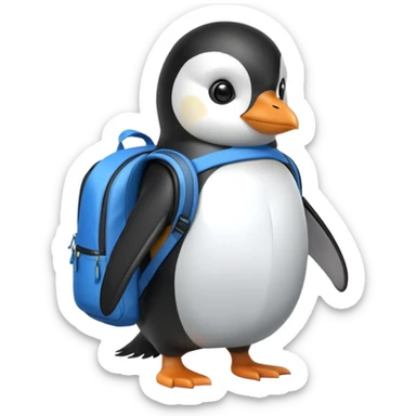 penguin with backpack sticker
